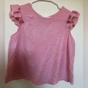 SHEIN Pink Ruffle Button Back Shirt